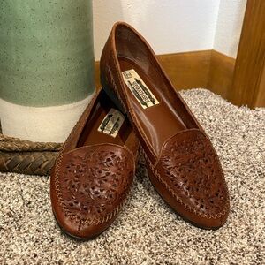 Vintage Separate Issue Woven Leather Brazil Loafers Size 9.5